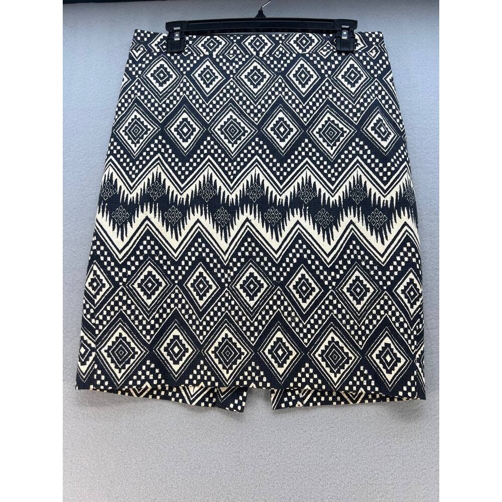 J. Crew The Pencil Skirt Women's Size 4 Aztec Print Lined Cotton Preppy